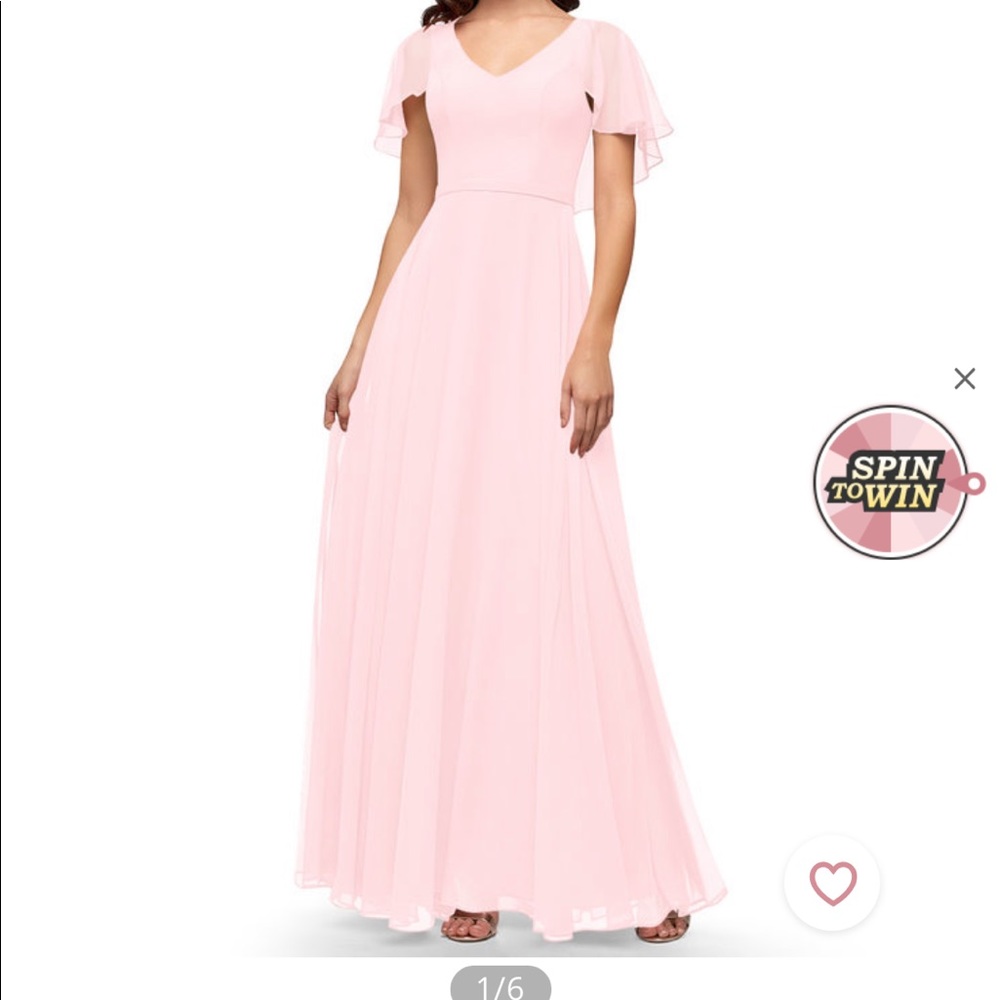 Azazie Jamie Blushing Pink brides maid dress